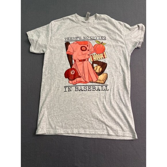 Theres No Crying In Baseball Graphic T-Shirt Gray M 50% Cotton 50% Polyester - Picture 1 of 4